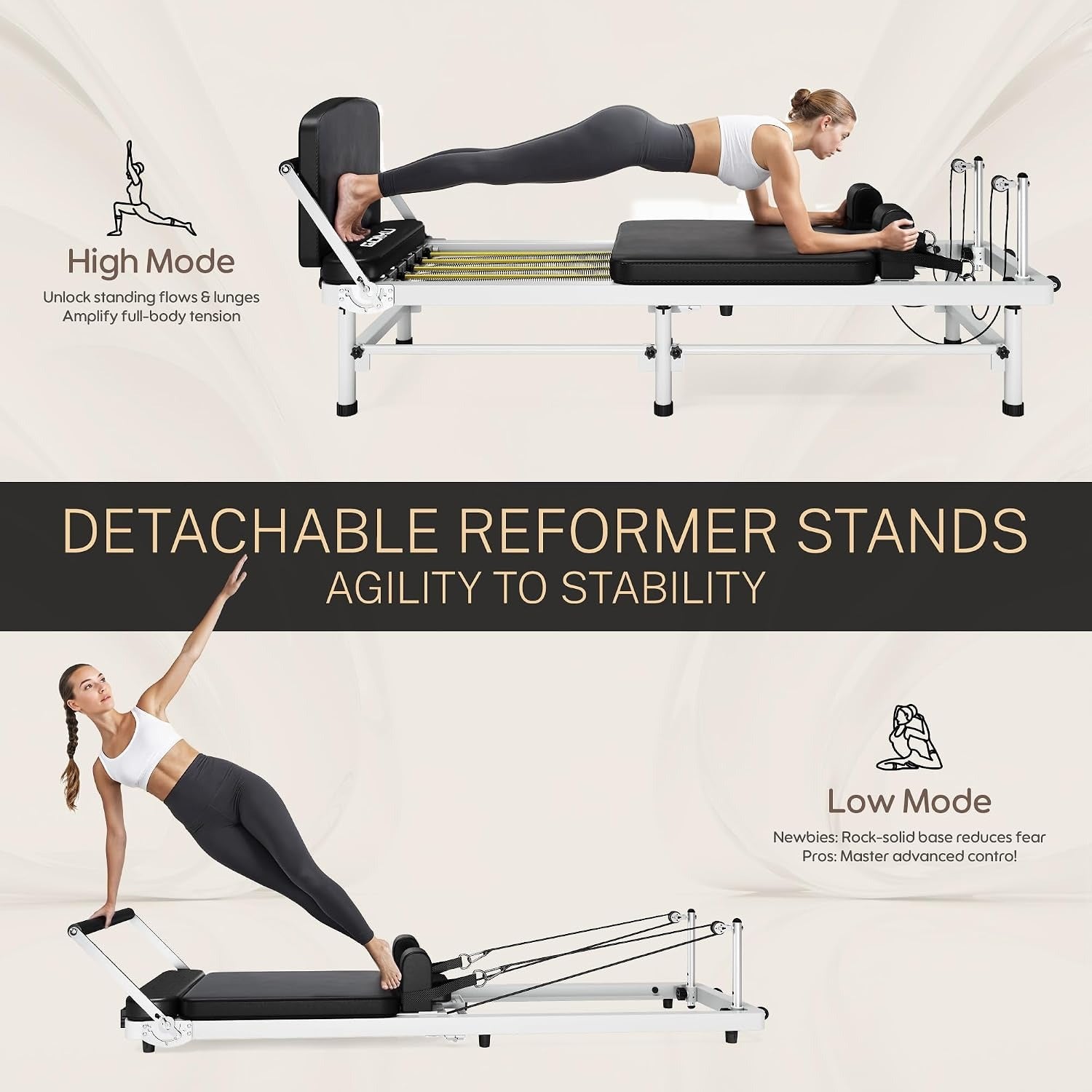 91" Foldable 3‑In‑1 Home Pilates Reformer