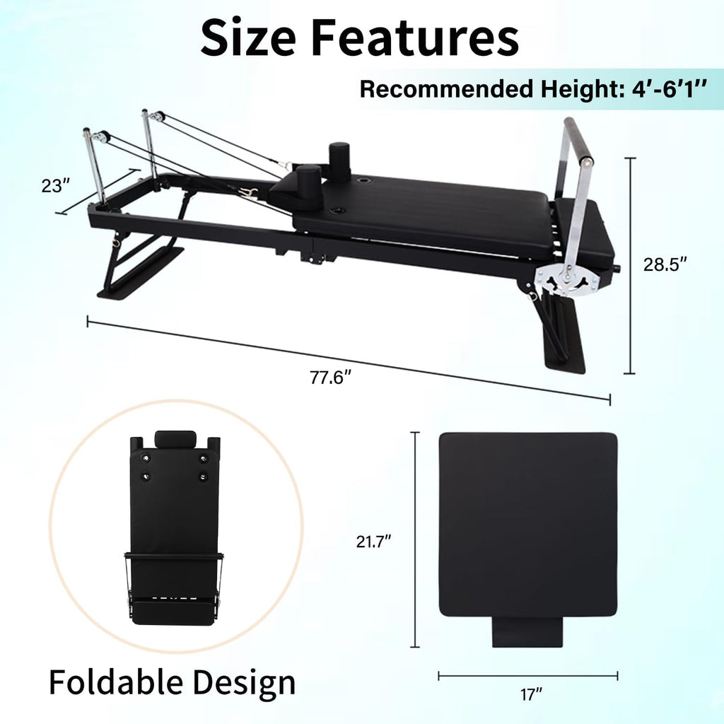 Foldable Home Pilates Reformer with Jump Board