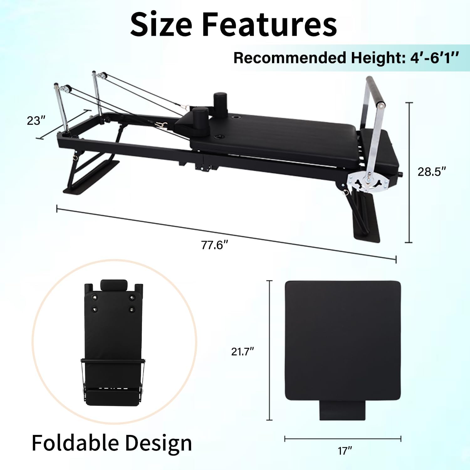 Foldable Home Pilates Reformer with Jump Board