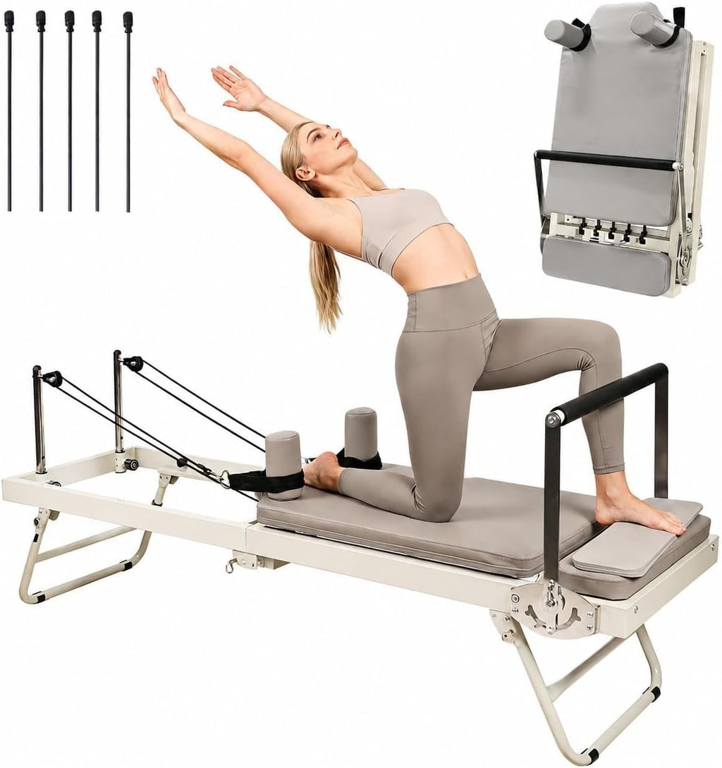 Foldable 550‑Lbs Steel Home Pilates Reformer