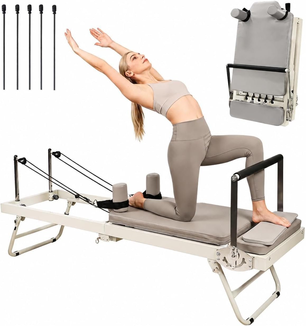 Foldable 550‑Lbs Steel Home Pilates Reformer