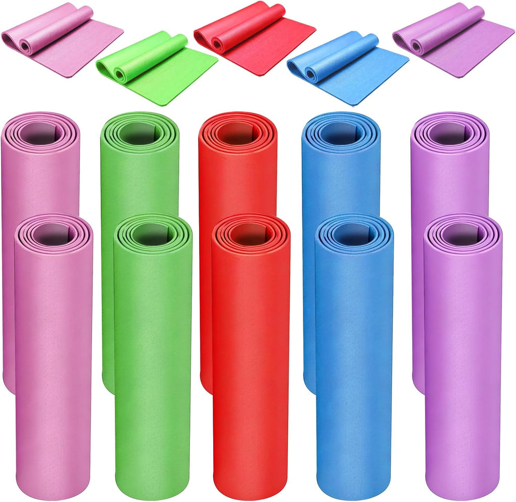 10‑Pack 0.16" Multicolor Latex‑Free Yoga Mats