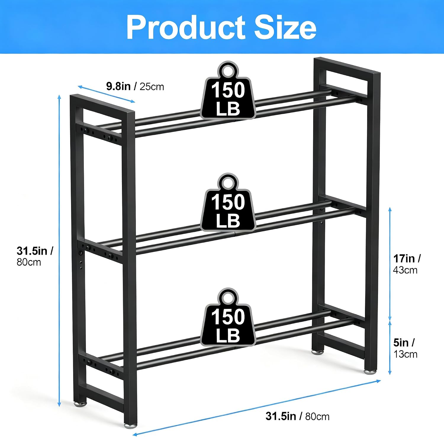 3‑Tier 450‑Lbs Adjustable Dumbbell Rack