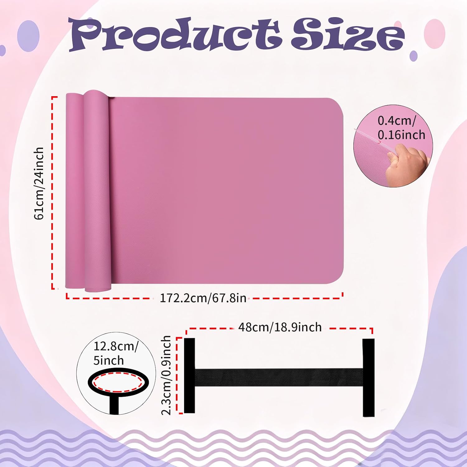 10‑Pack 0.16" Multicolor Latex‑Free Yoga Mats