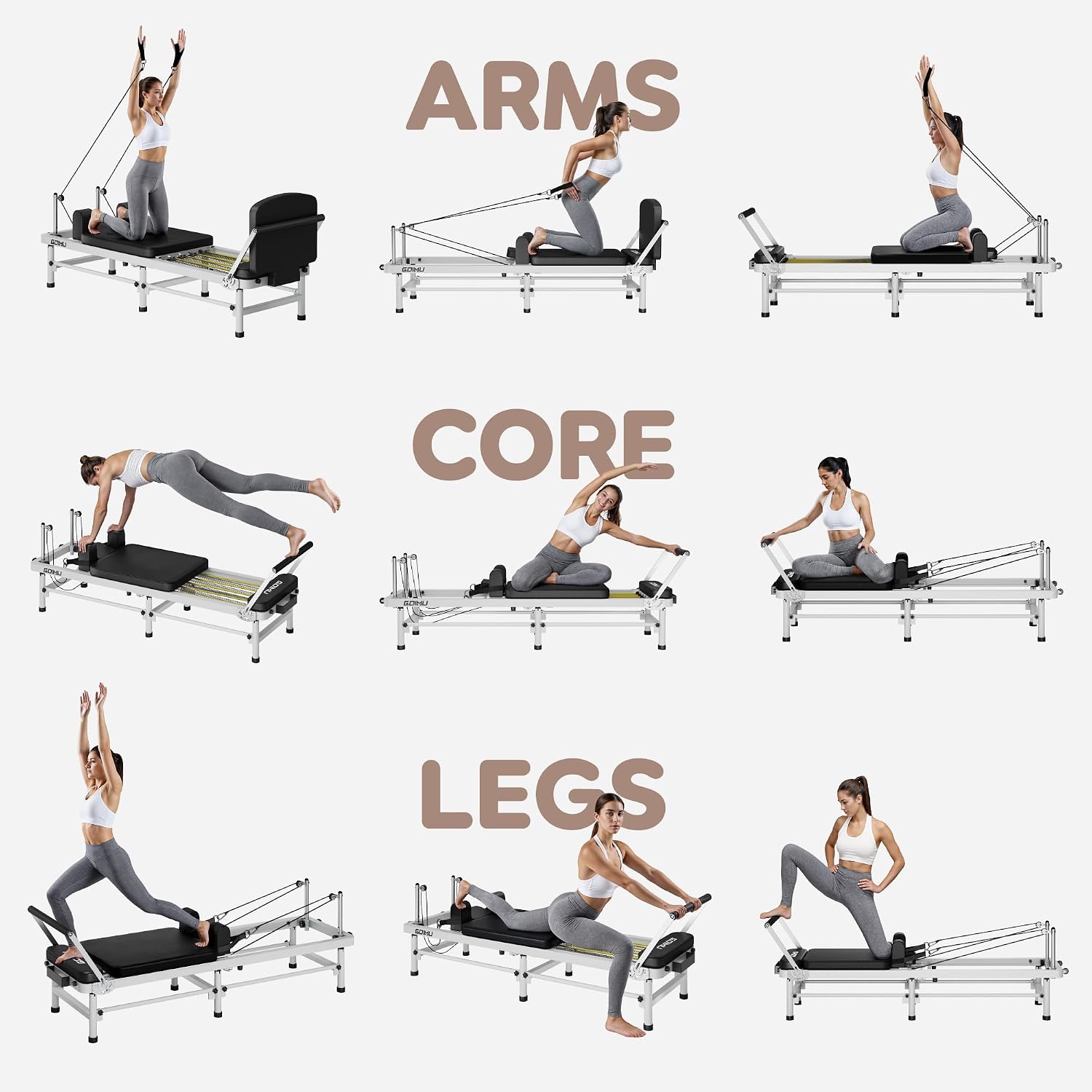 91" Foldable 3‑In‑1 Home Pilates Reformer