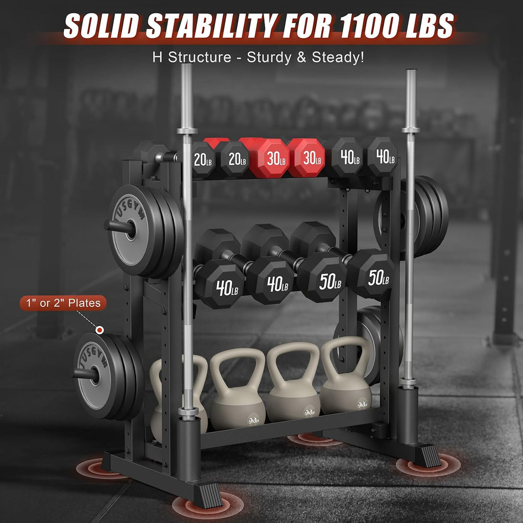 3‑Tier 1100‑Lbs Adjustable Dumbbell Rack