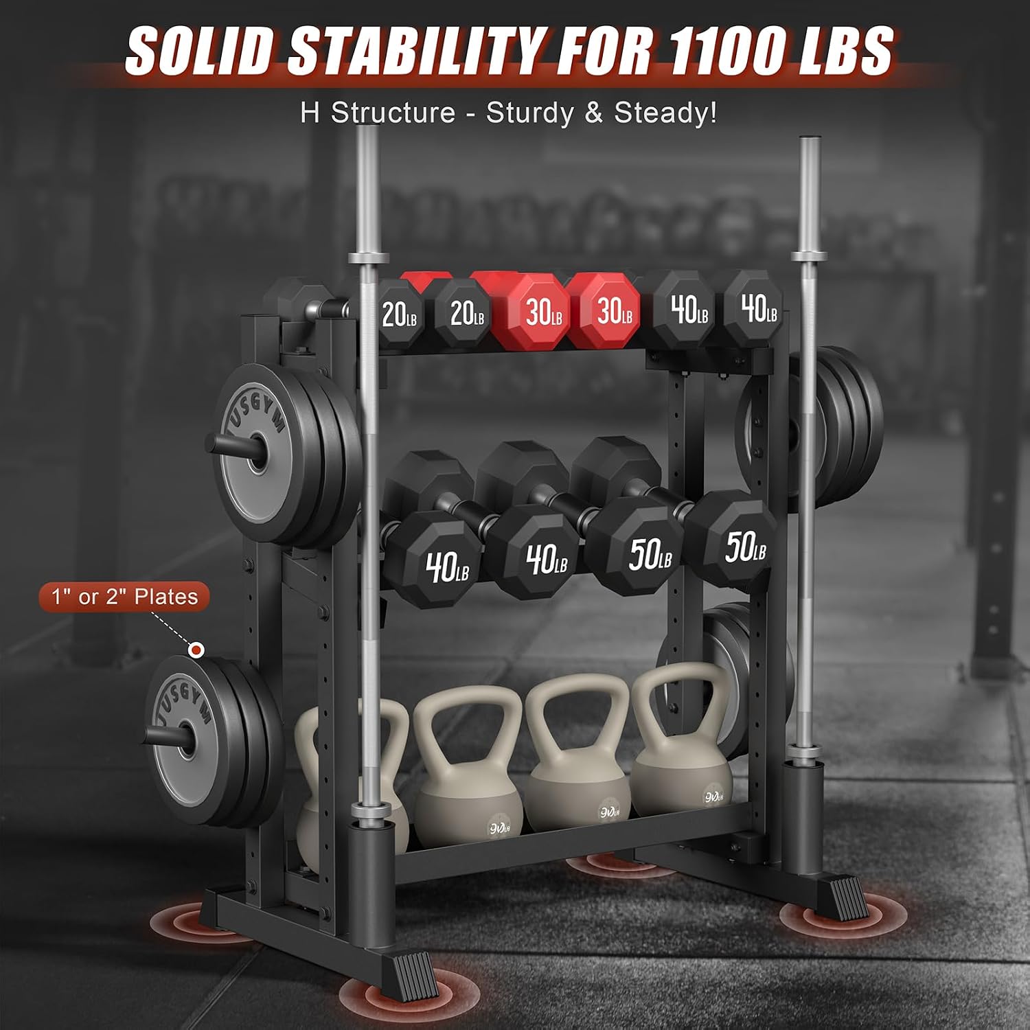 3‑Tier 1100‑Lbs Adjustable Dumbbell Rack