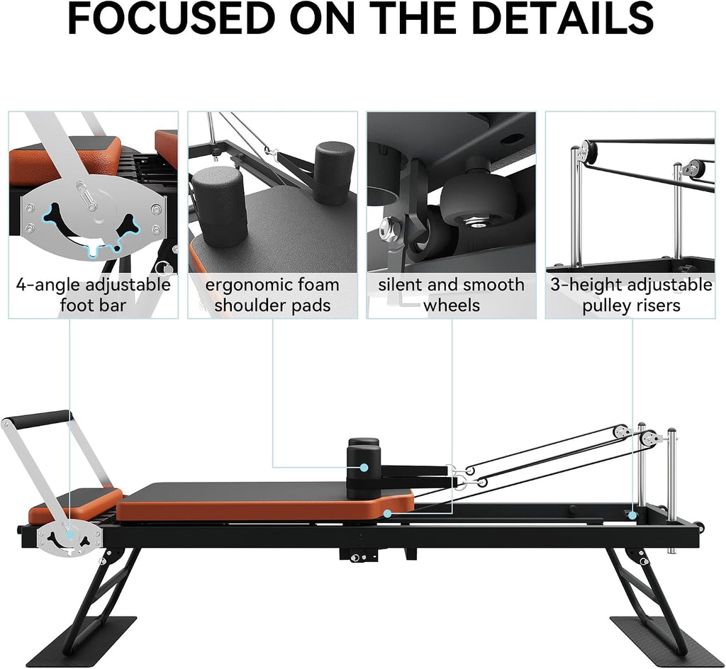 Foldable 250‑Lbs Pilates Reformer