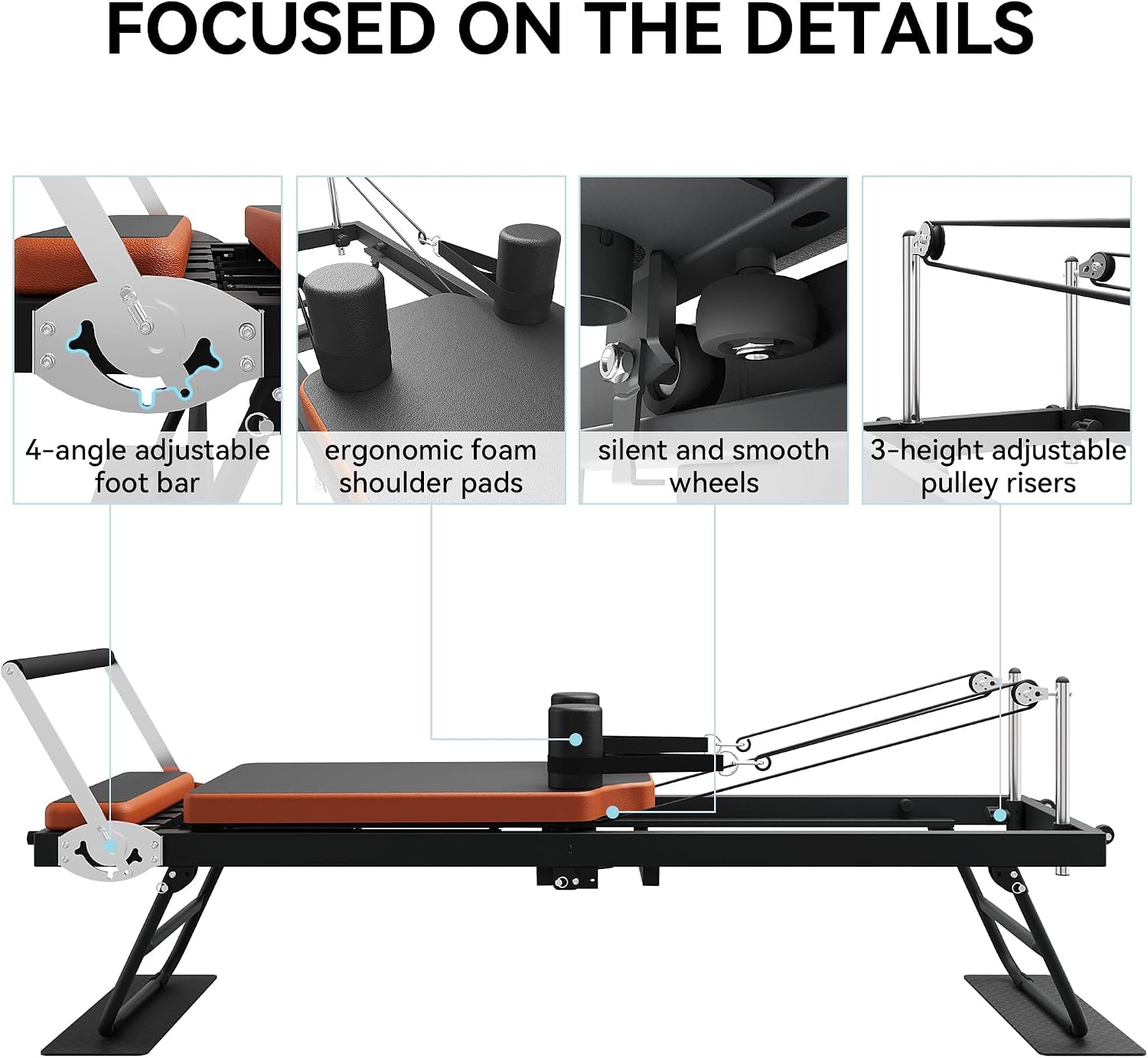 Foldable 250‑Lbs Pilates Reformer