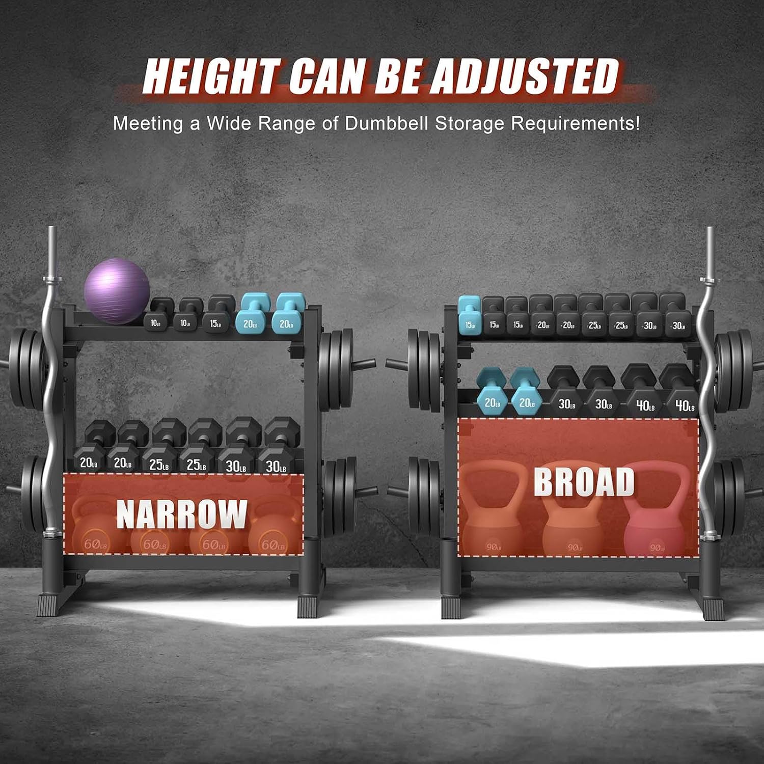 3‑Tier 1100‑Lbs Adjustable Dumbbell Rack