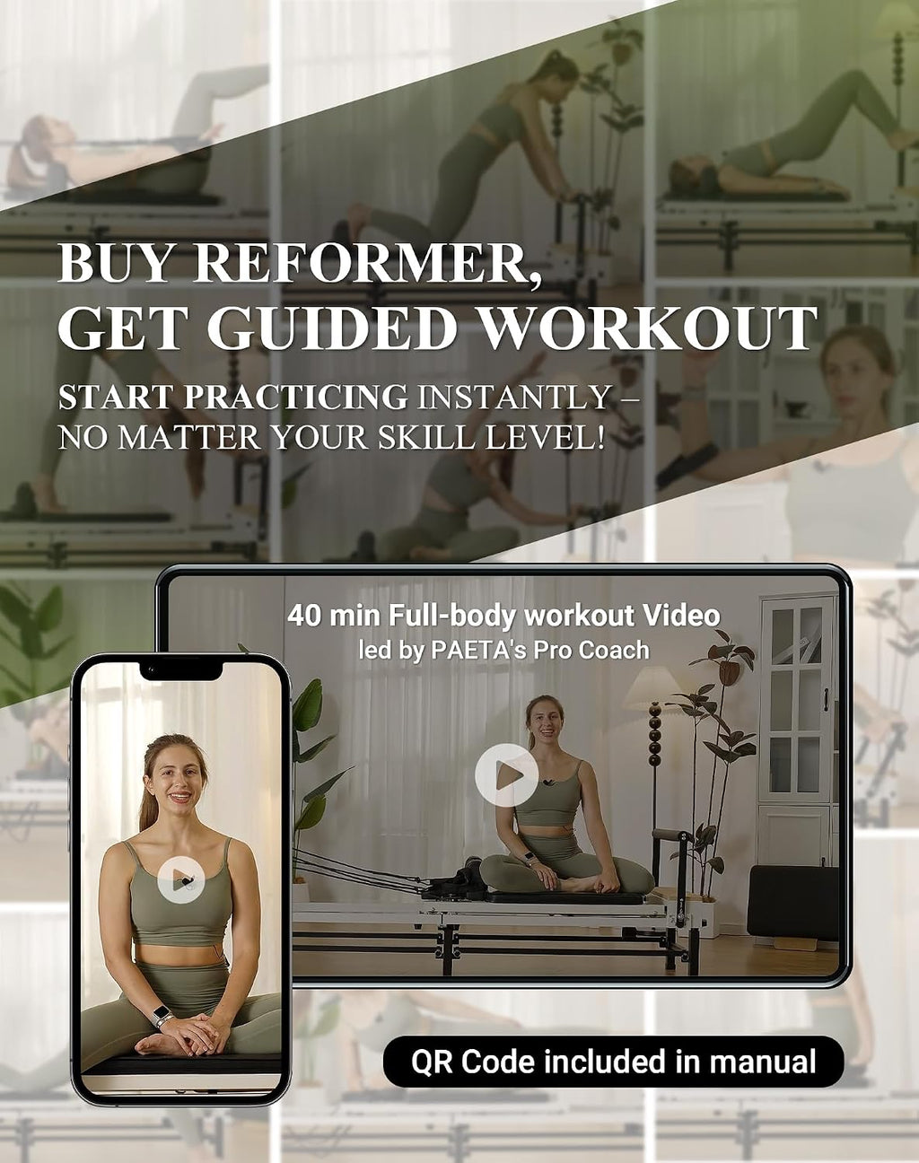 86" Foldable 400‑Lbs Home Pilates Reformer