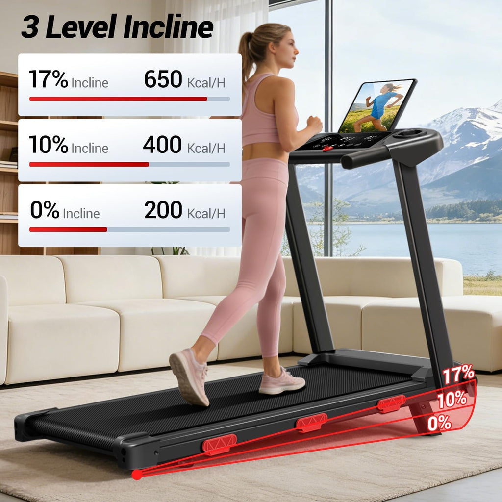 3.0HP 350‑Lbs 17% Incline Folding Treadmill