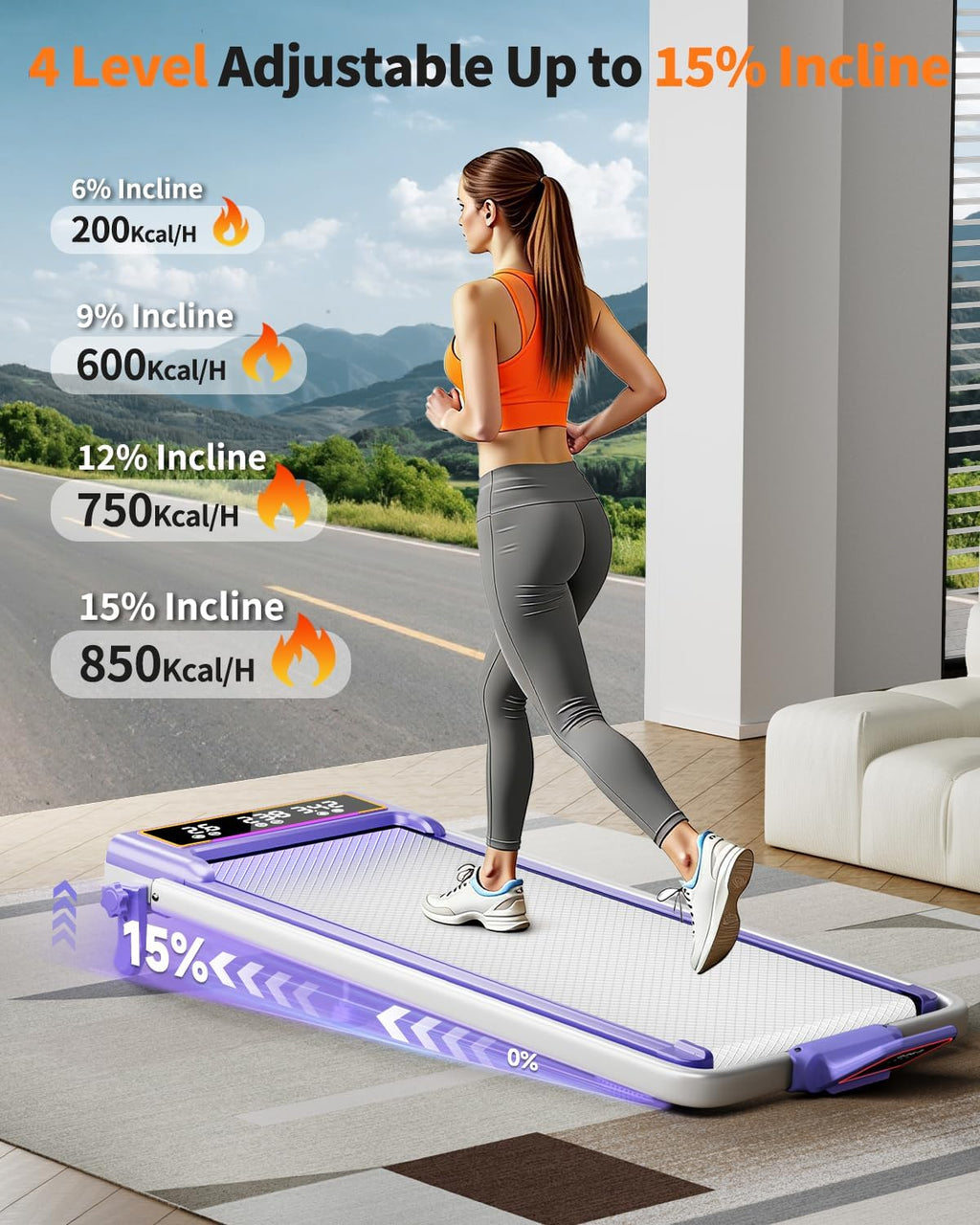3.5HP 350‑Lbs 15% Incline Folding Walking Pad