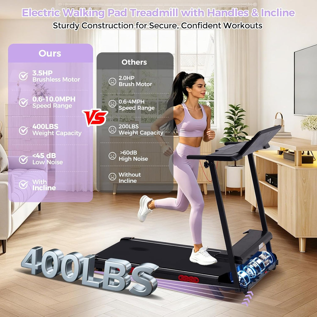 3.0HP 350‑Lbs Incline Walking Pad Treadmill