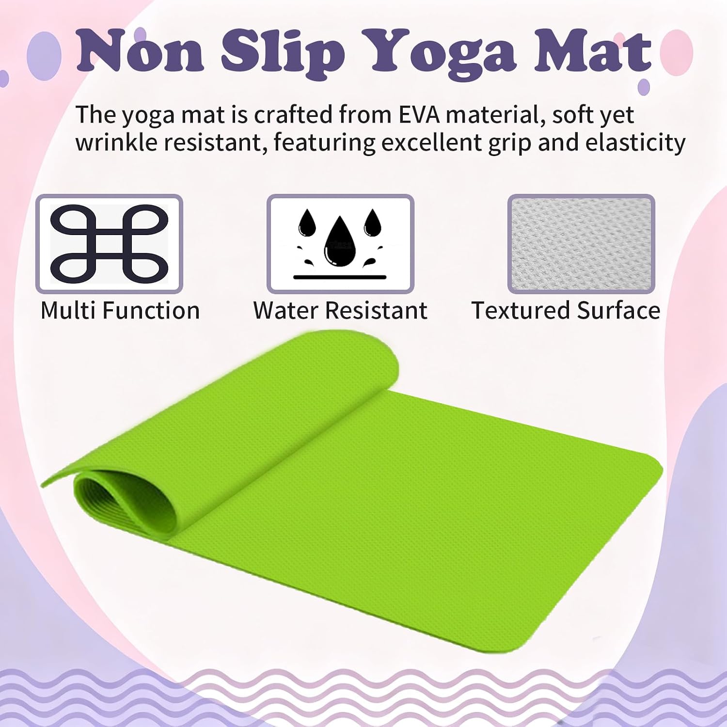 10‑Pack 0.16" Multicolor Latex‑Free Yoga Mats