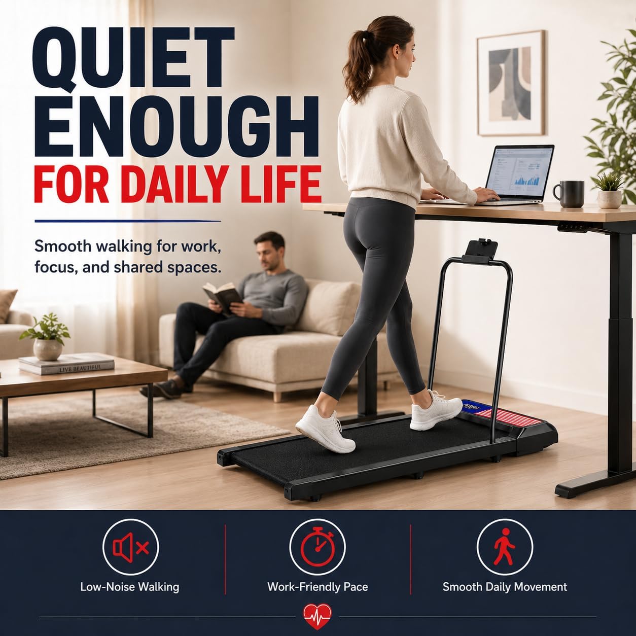 2.5HP 265‑Lbs 8% Incline Walking Pad Treadmill