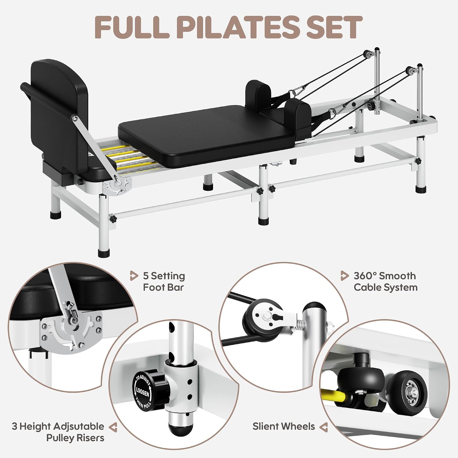 91" Foldable 3‑In‑1 Home Pilates Reformer