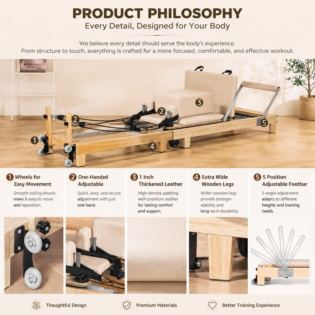Oak Wood Studio‑Grade Pilates Reformer