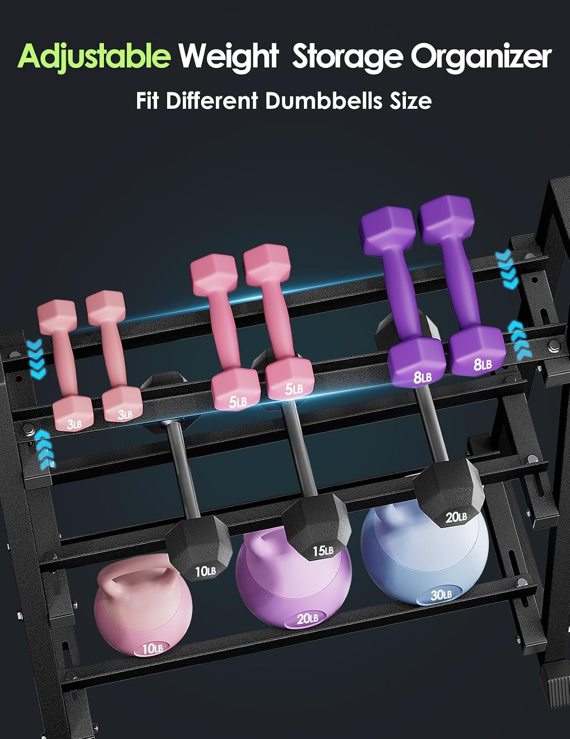3‑Tier 1300‑Lbs Dumbbell Rack