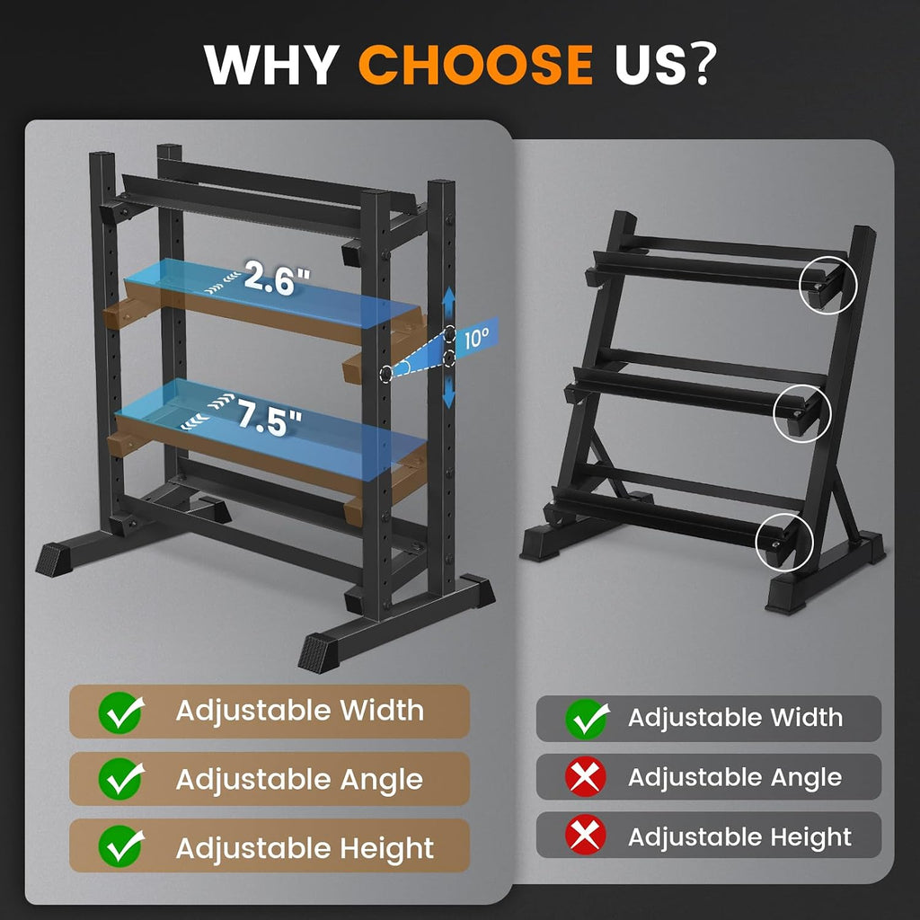 3‑Tier 1200‑Lbs Adjustable Dumbbell Rack