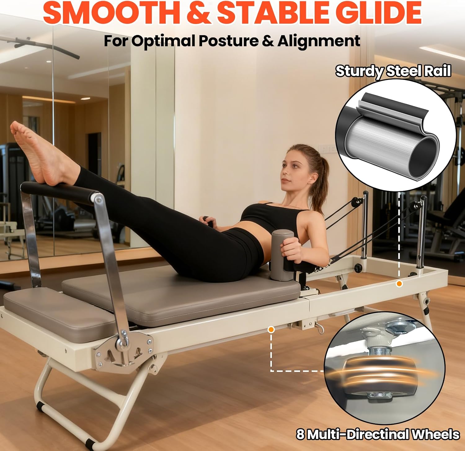 Foldable 550‑Lbs Steel Home Pilates Reformer