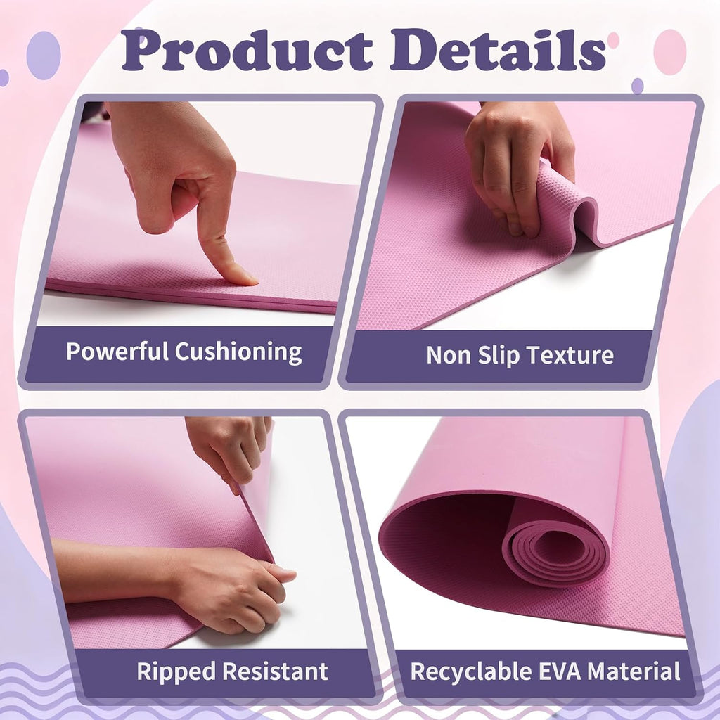 10‑Pack 0.16" Multicolor Latex‑Free Yoga Mats