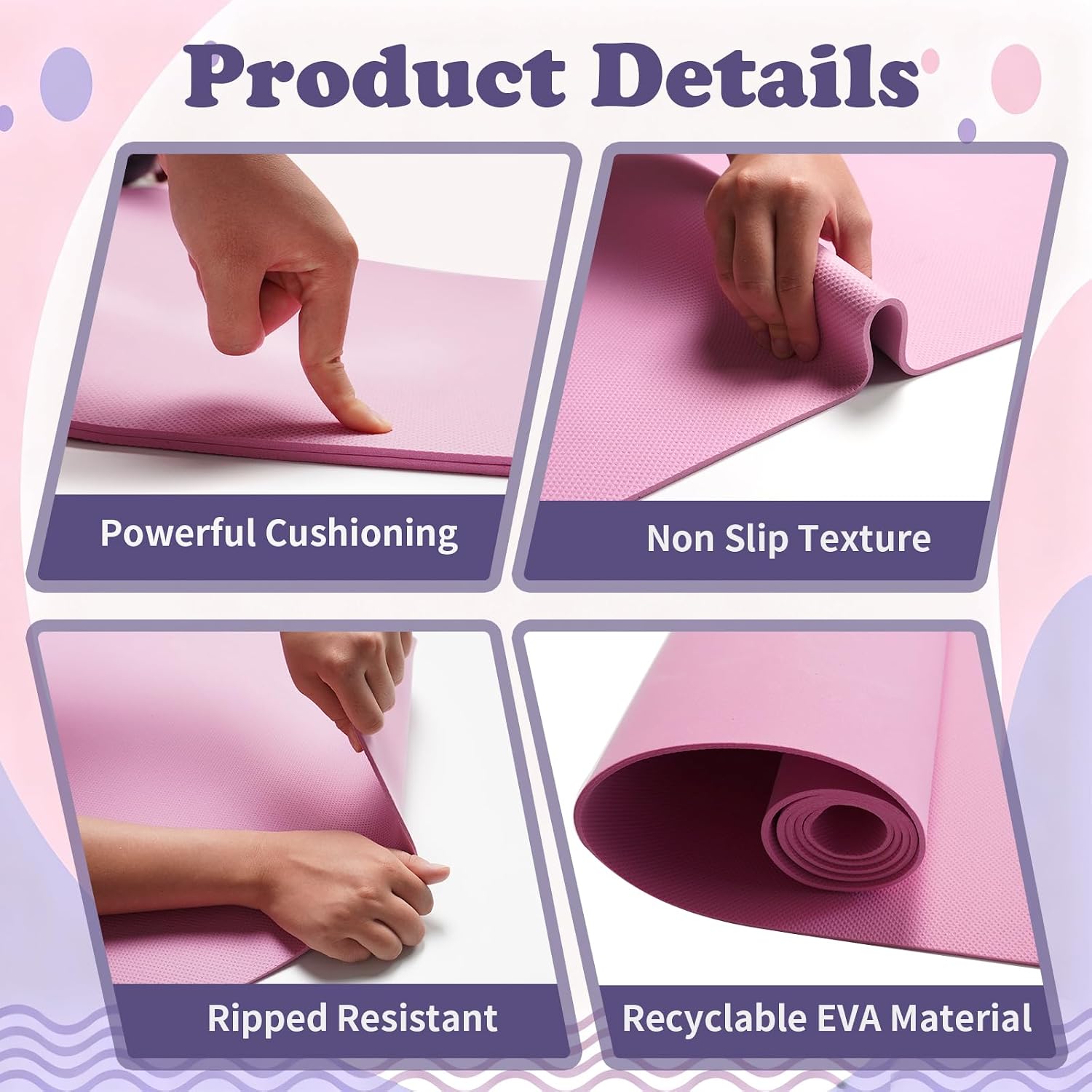 10‑Pack 0.16" Multicolor Latex‑Free Yoga Mats