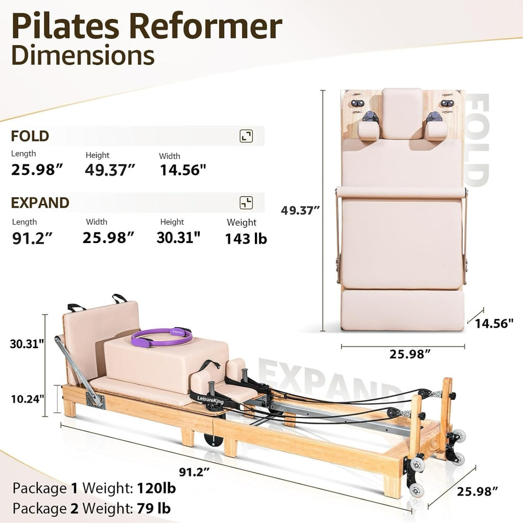 Oak Wood Studio‑Grade Pilates Reformer