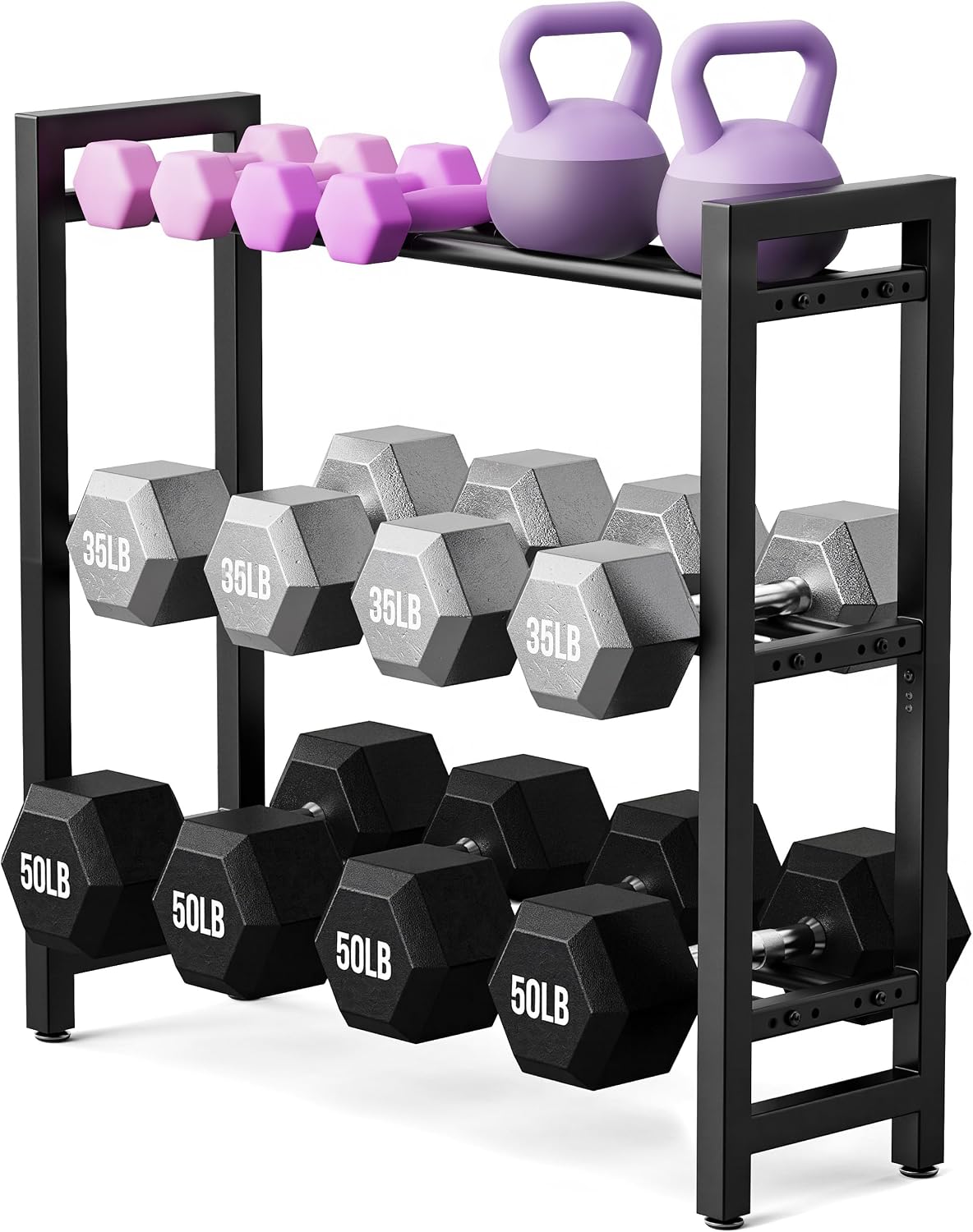 3‑Tier Home Gym Dumbbell Rack