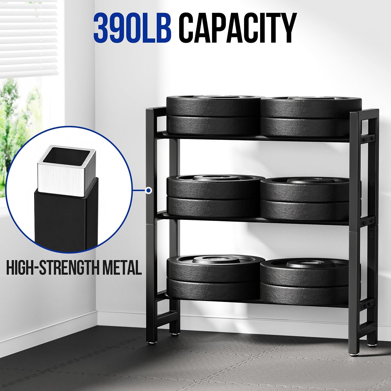 3‑Tier Home Gym Dumbbell Rack