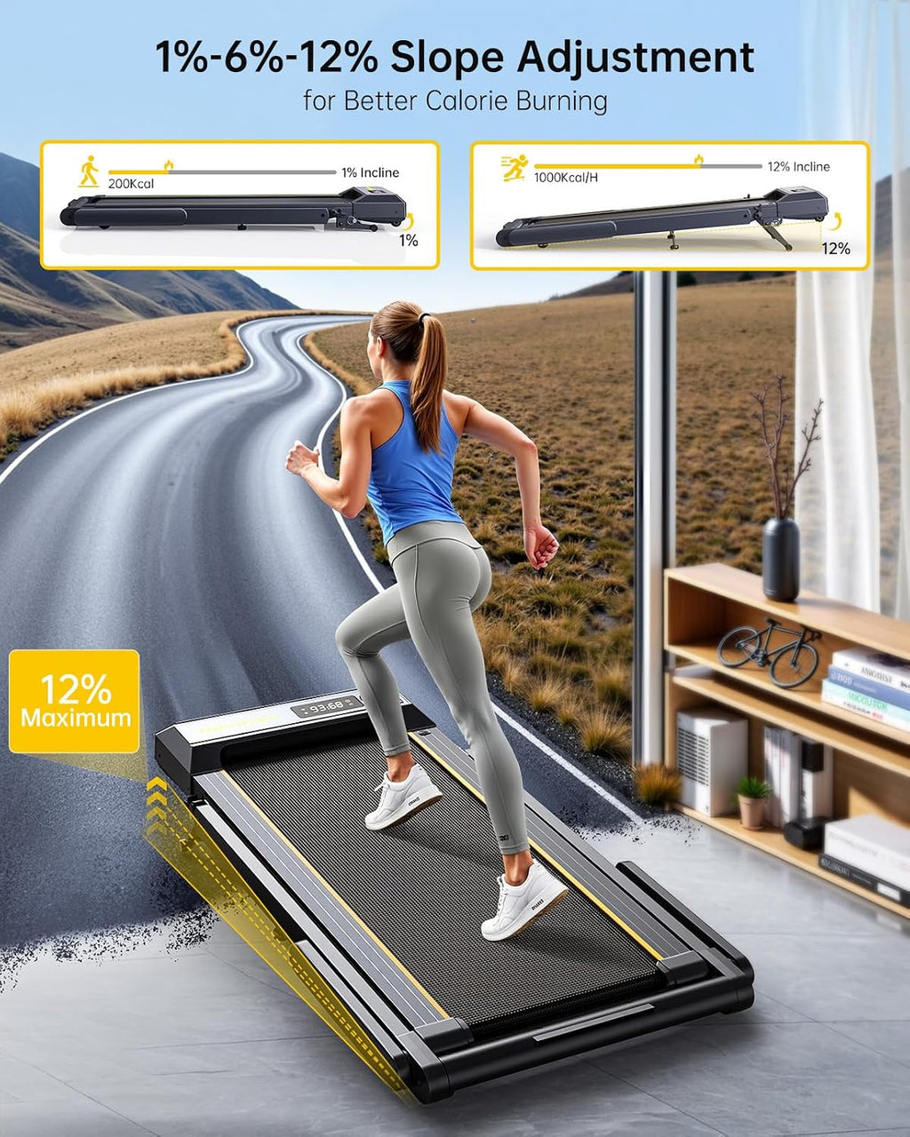 Foldable Walking Pad with 12% Incline