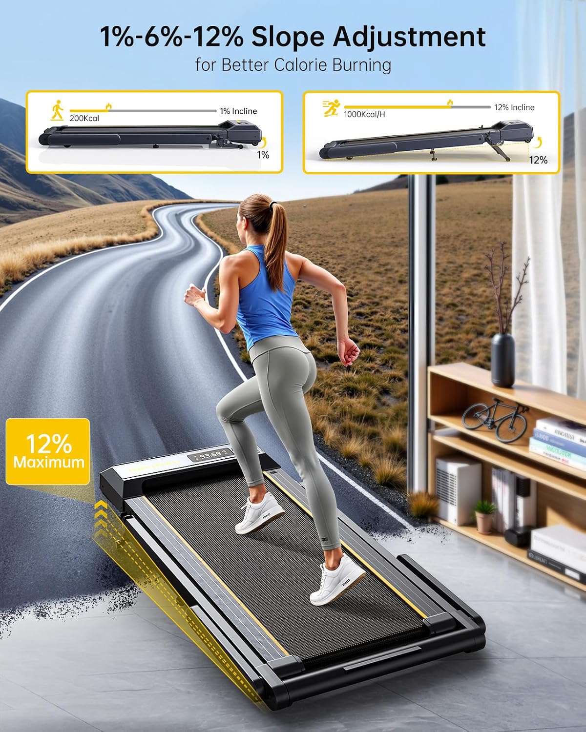 Foldable Walking Pad with 12% Incline