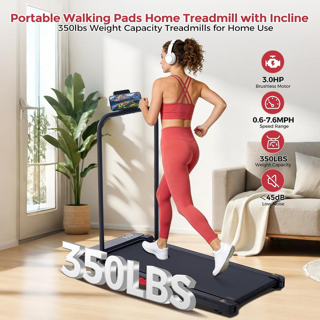 350‑Lbs Incline Walking Pad Treadmill