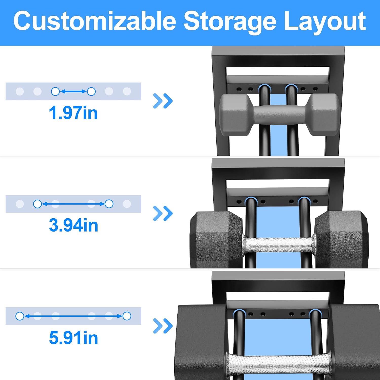 3‑Tier 450‑Lbs Adjustable Dumbbell Rack