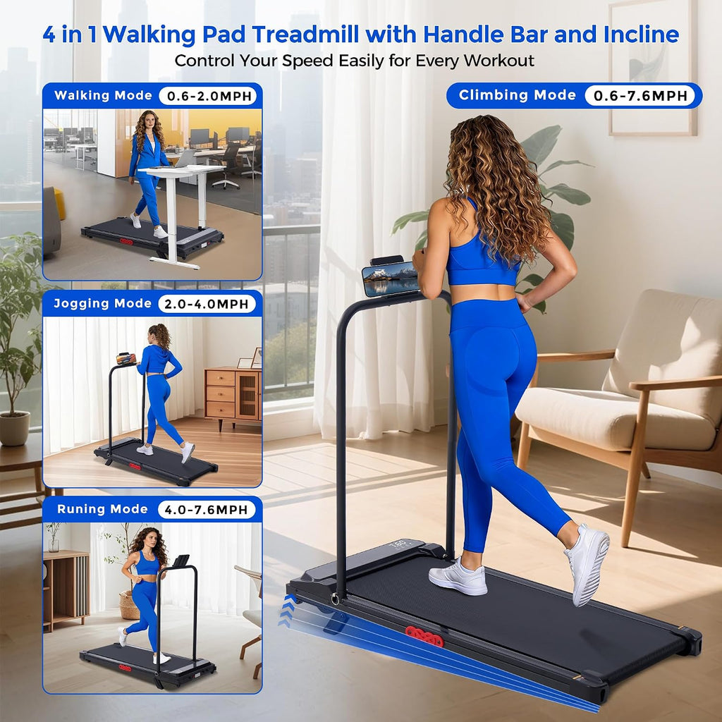 3.0HP Portable Incline Walking Pad Treadmill