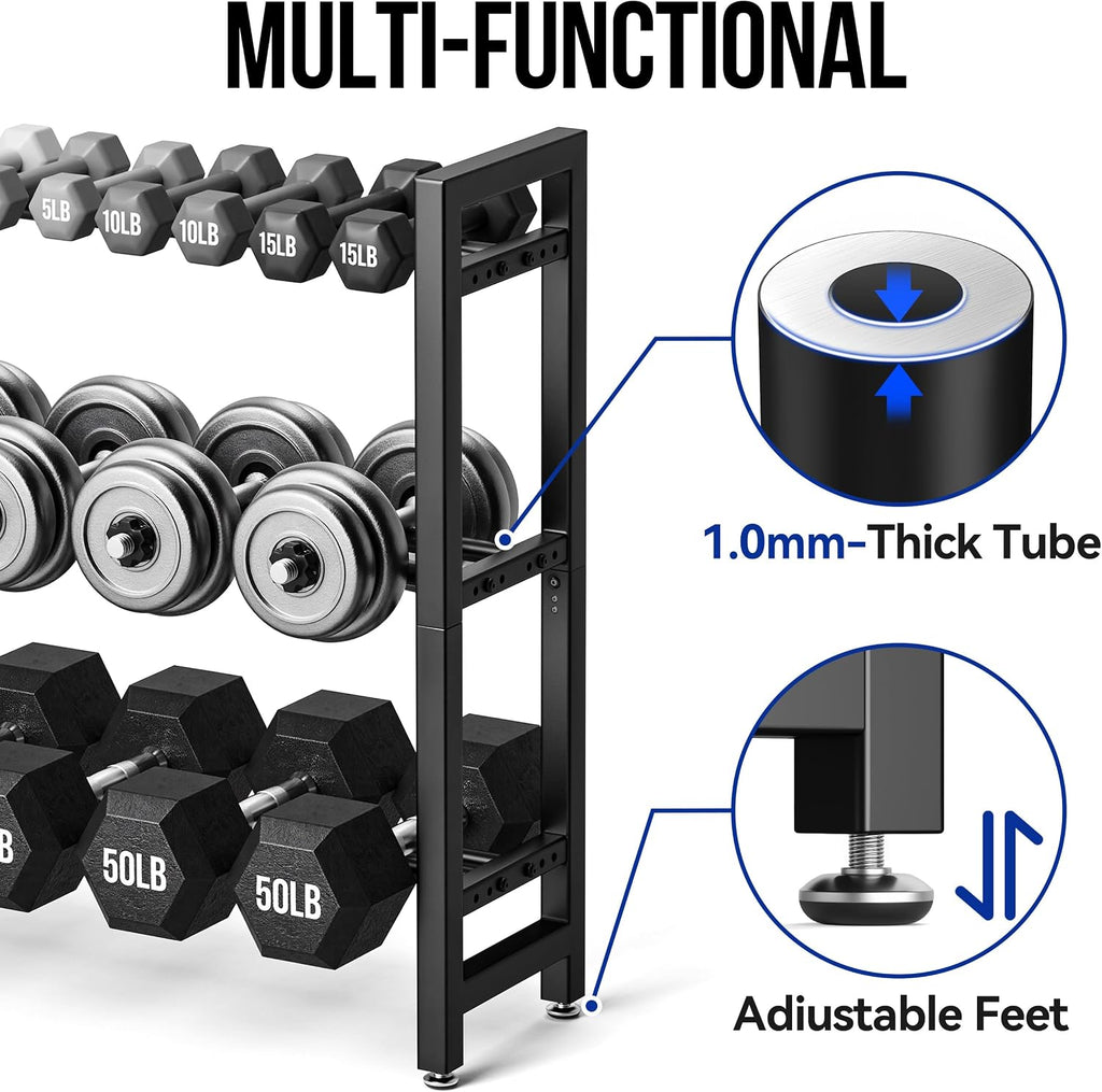 3‑Tier Home Gym Dumbbell Rack