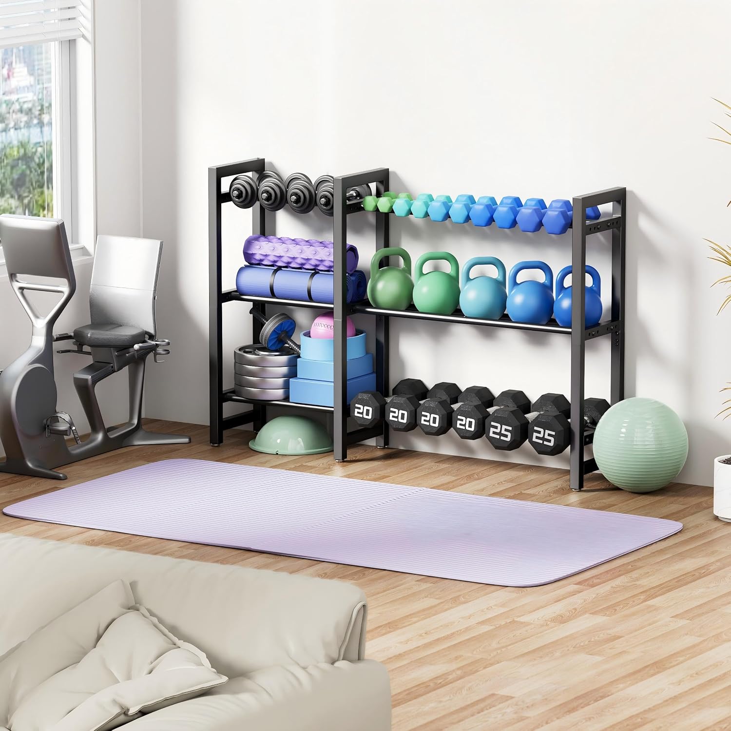 3‑Tier 50" Adjustable Dumbbell Rack
