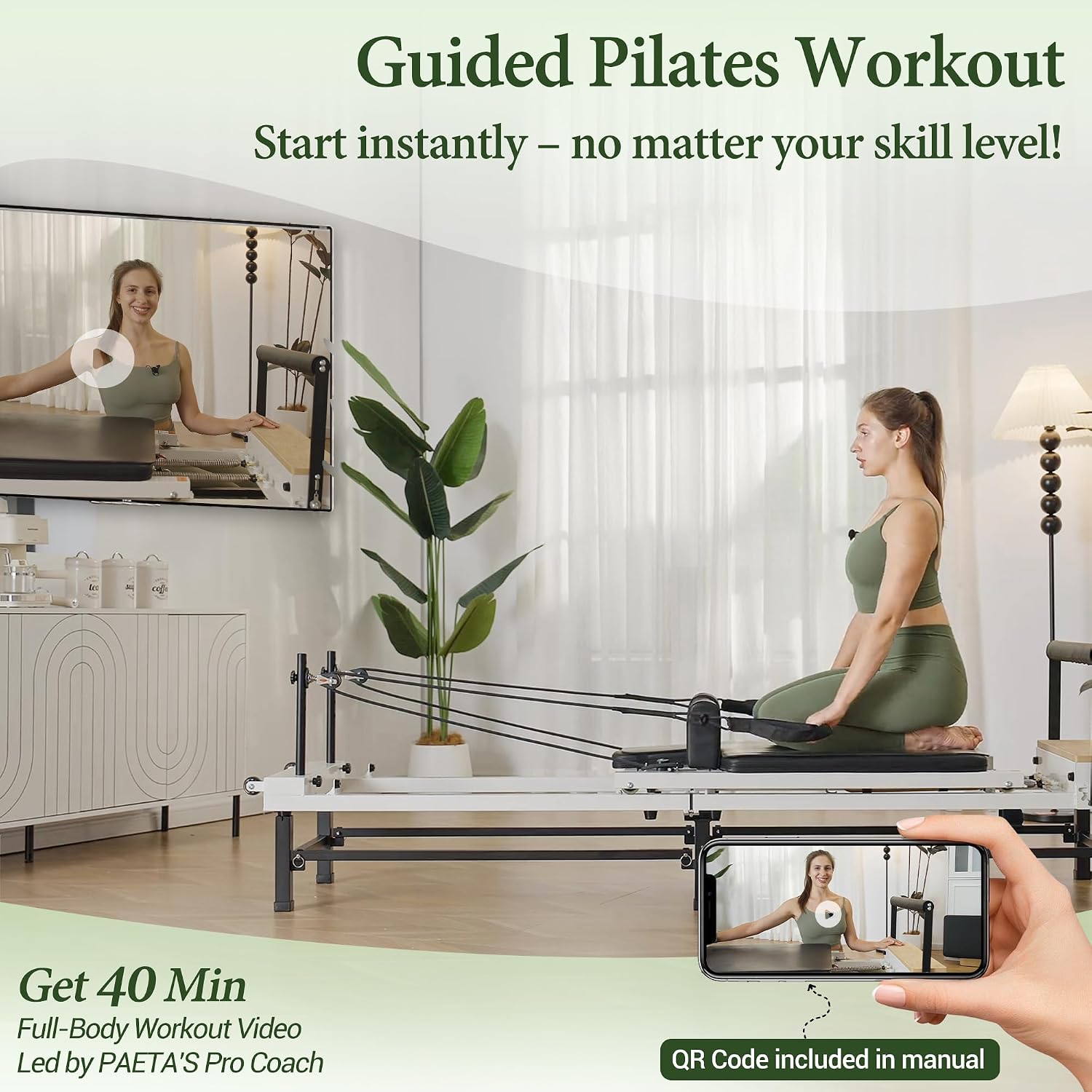 86" Foldable Adjustable Home Pilates Reformer