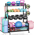 490‑Lbs Mobile Dumbbell Rack with Wheels Hooks