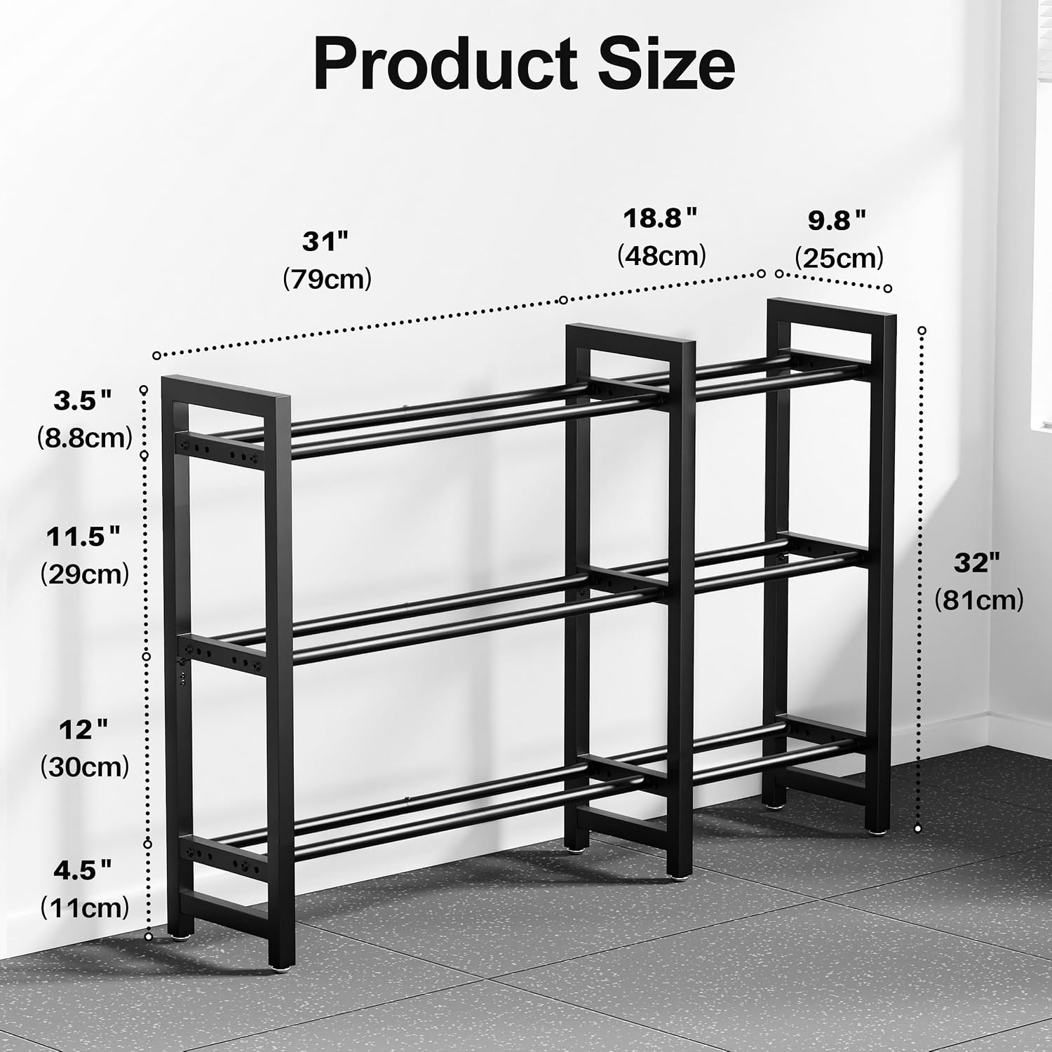 3‑Tier 50" Adjustable Dumbbell Rack