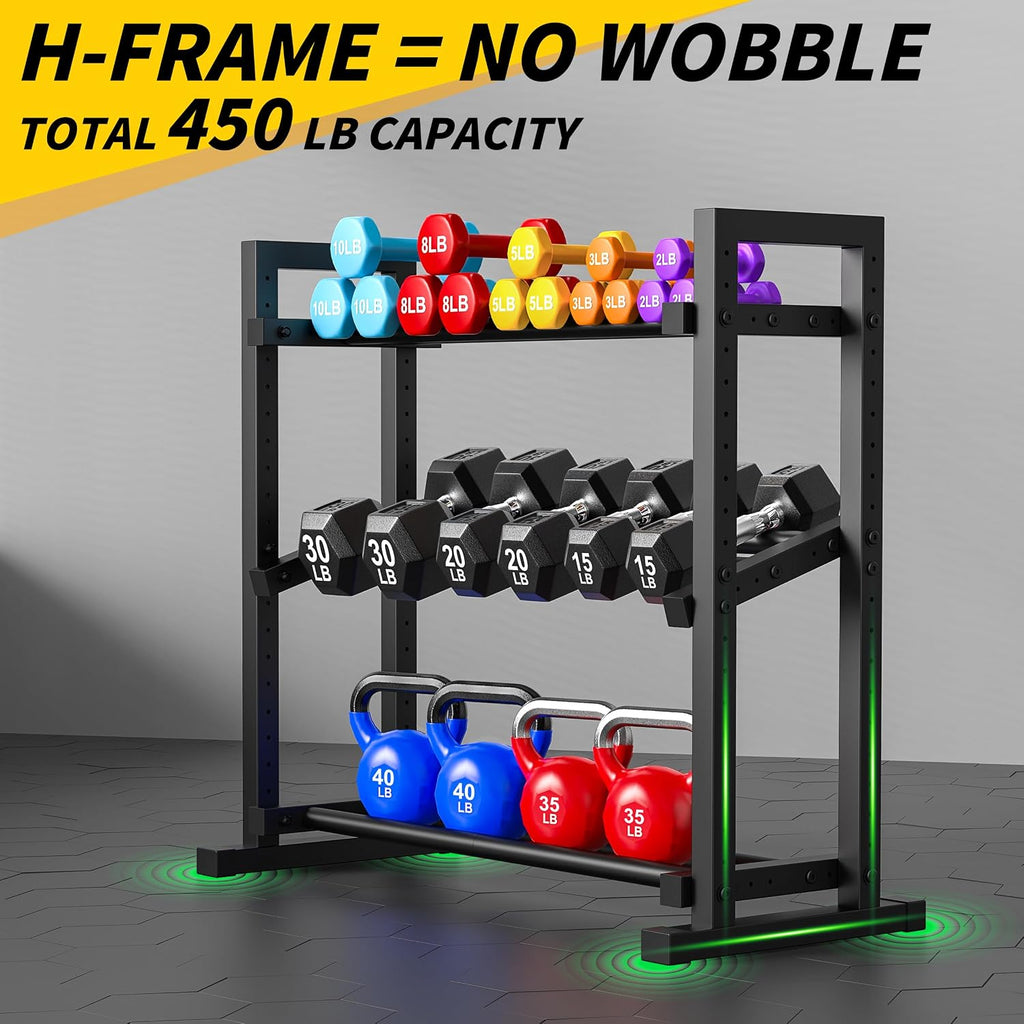 3‑Tier 450‑Lbs Adjustable Dumbbell Rack