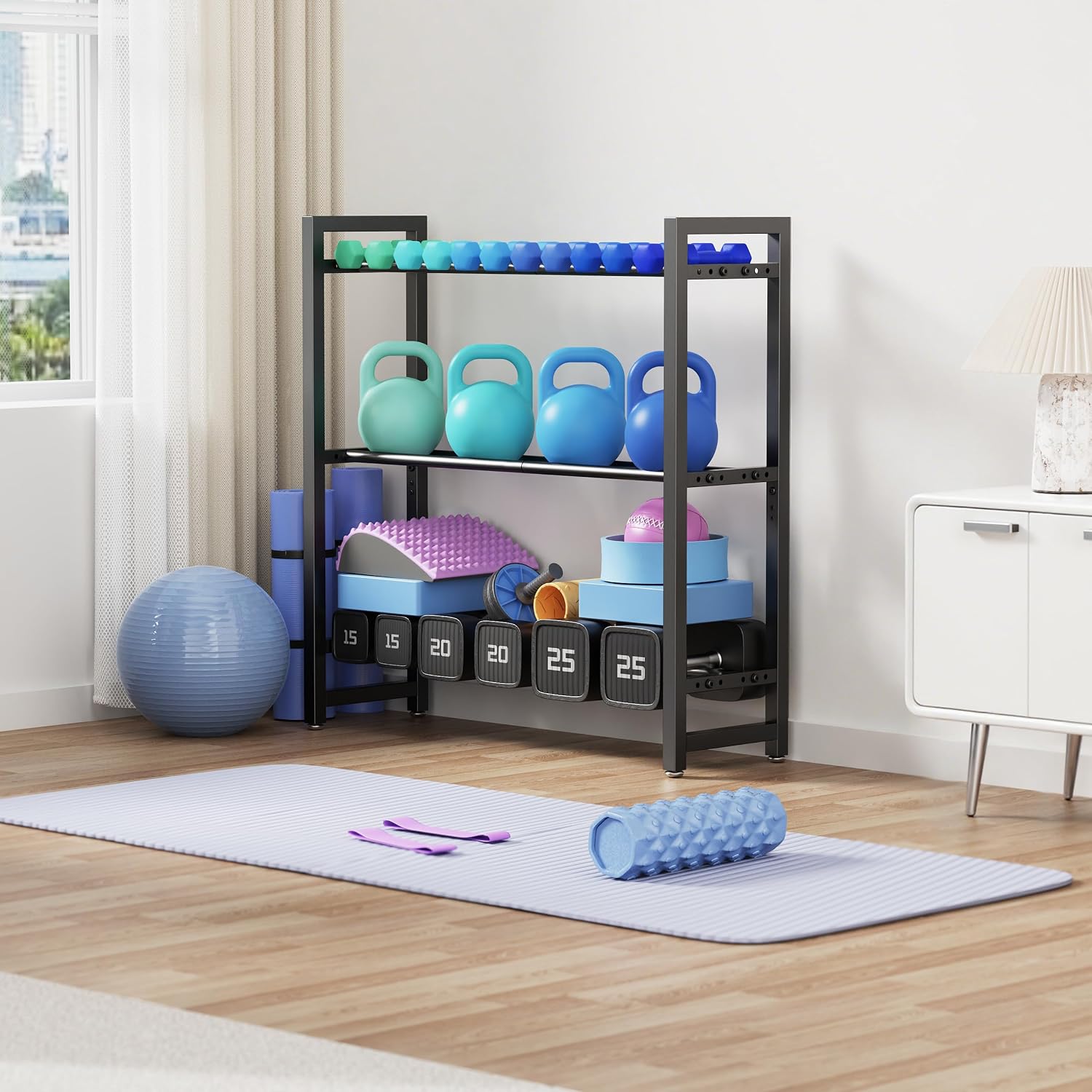 3‑Tier 450‑Lbs Adjustable Dumbbell Rack