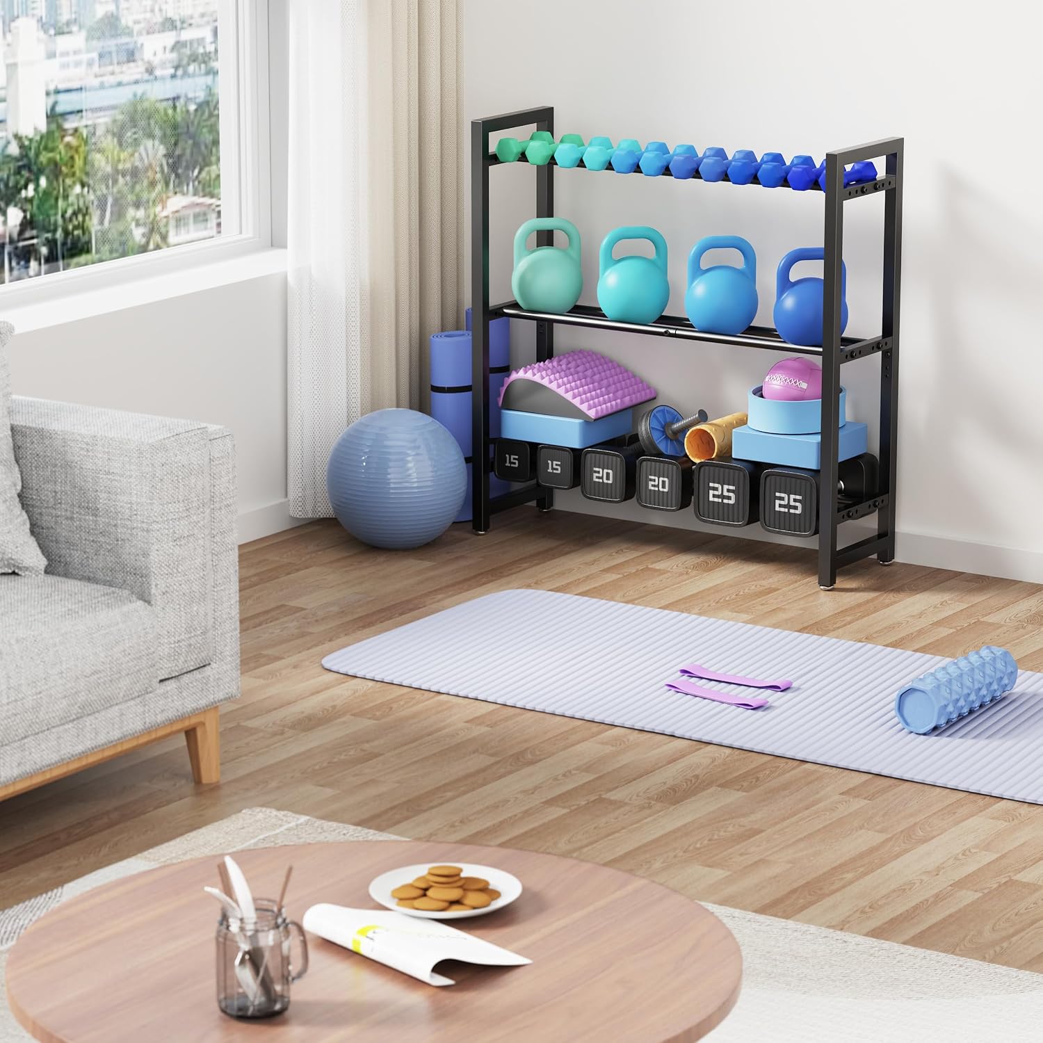 3‑Tier 450‑Lbs Adjustable Dumbbell Rack