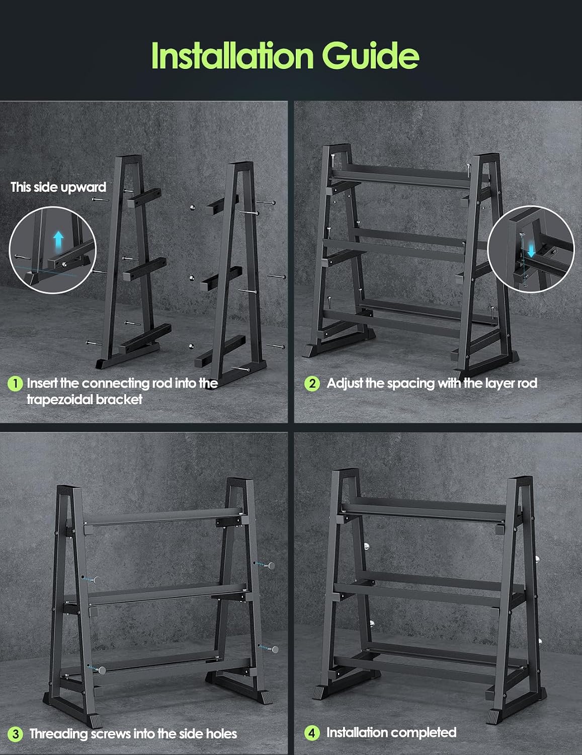 3‑Tier 1300‑Lbs Dumbbell Rack