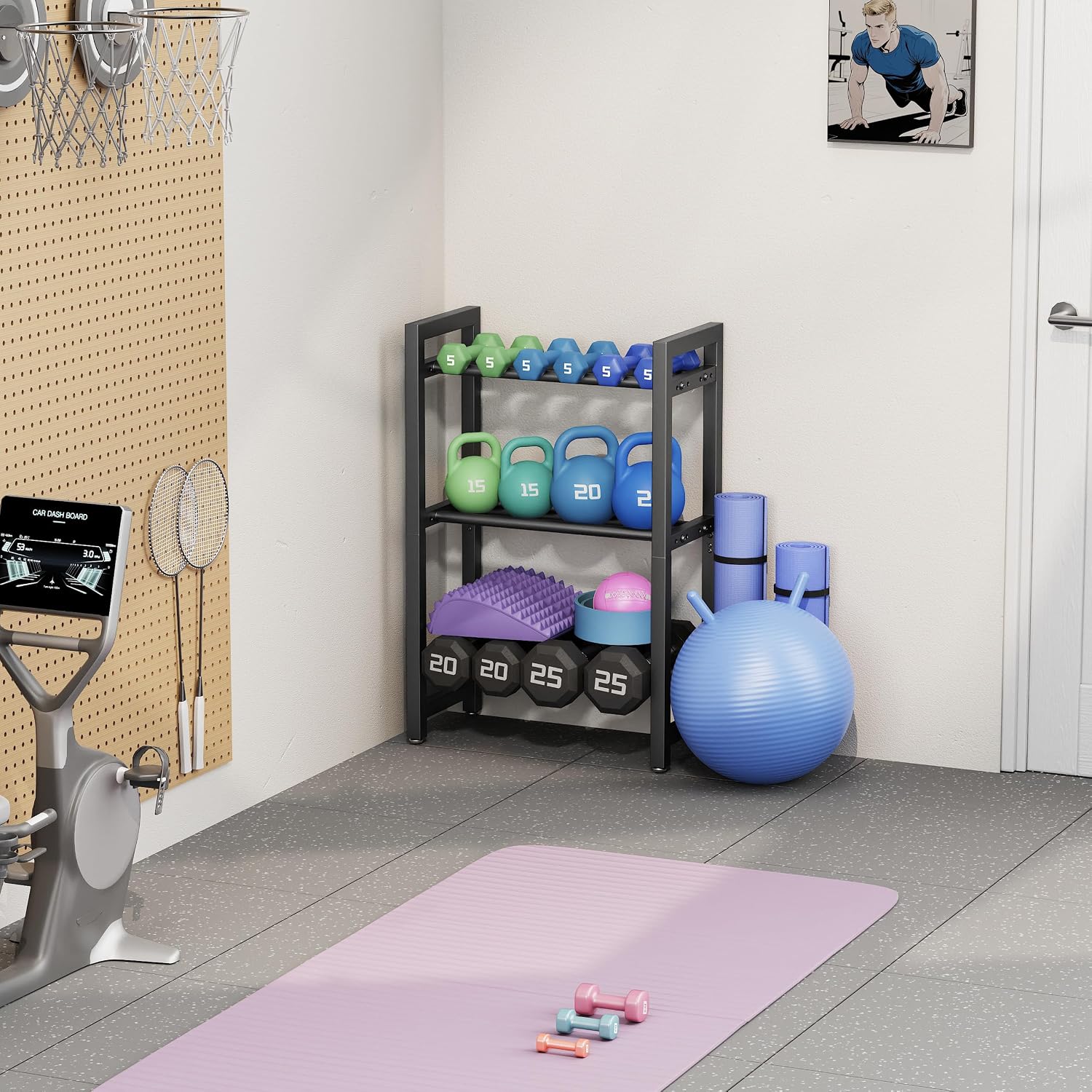 3‑Tier 20" Adjustable Dumbbell Rack