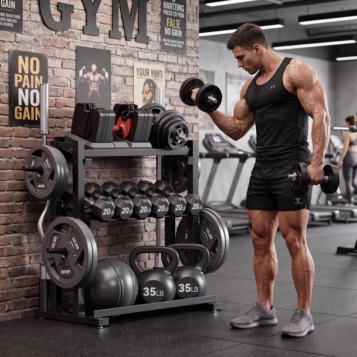 3‑Tier 1200‑Lbs Heavy‑Duty Dumbbell Rack