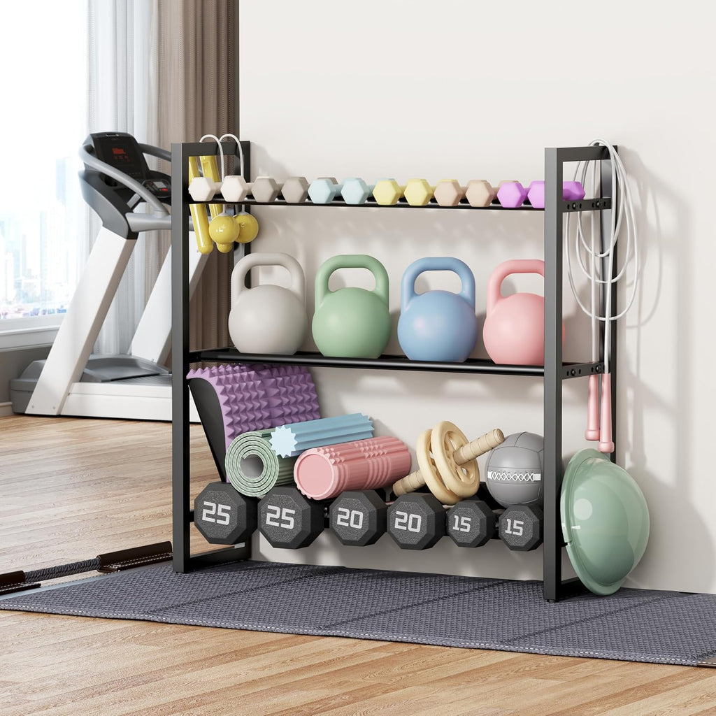 3‑Tier Home Gym Dumbbell Rack