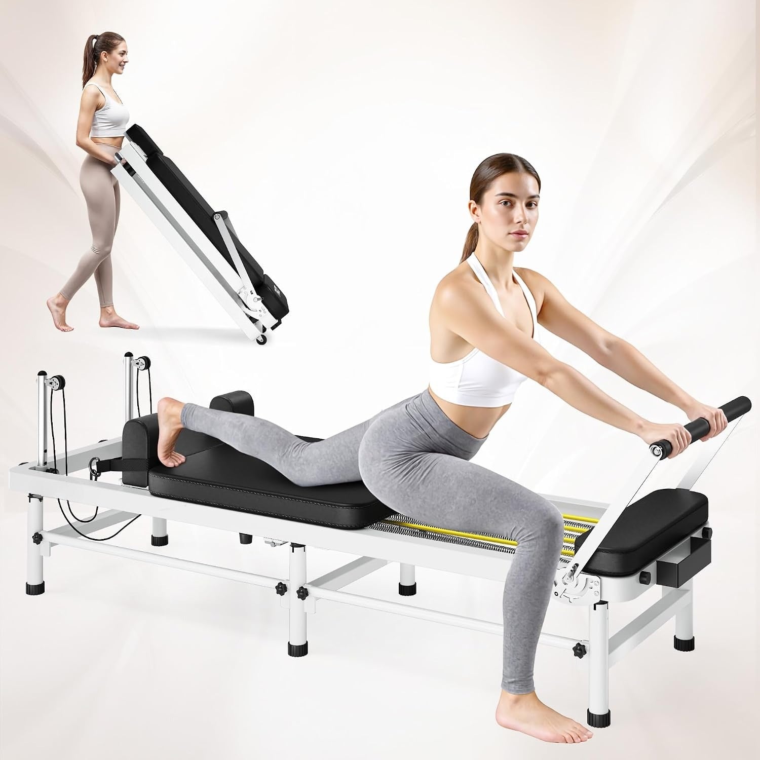 91" Foldable 3‑In‑1 Home Pilates Reformer
