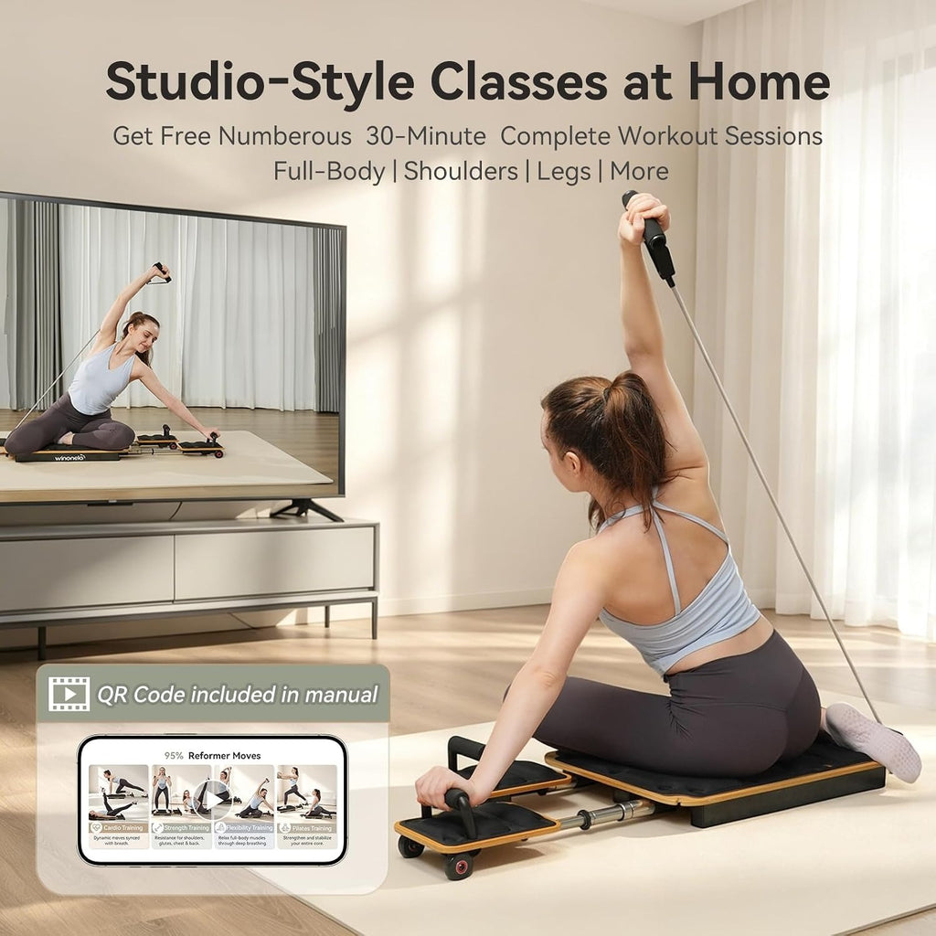Solid Maple Home Pilates Reformer，610‑Lbs Capacity